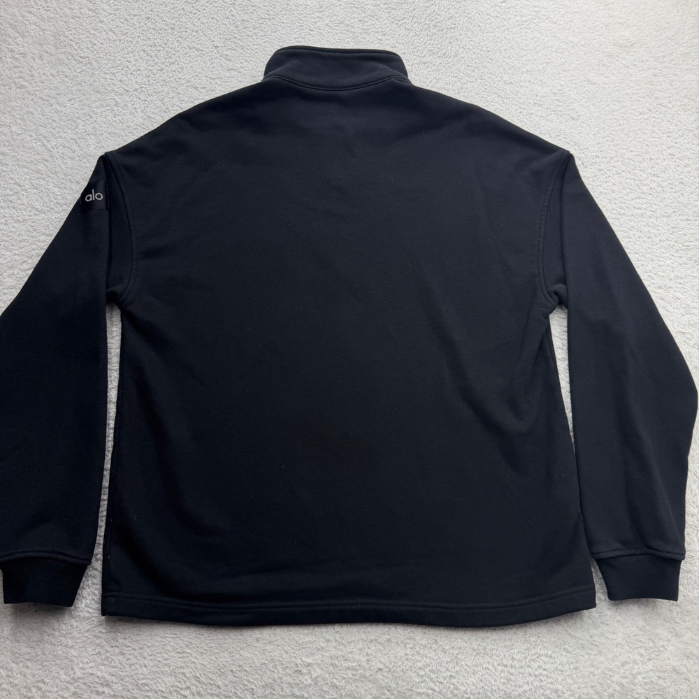 Alo Yoga Mens Black Quarter Zip Fleece Pullover Mock Neck Sweatshirt XL - Picture 7 of 8